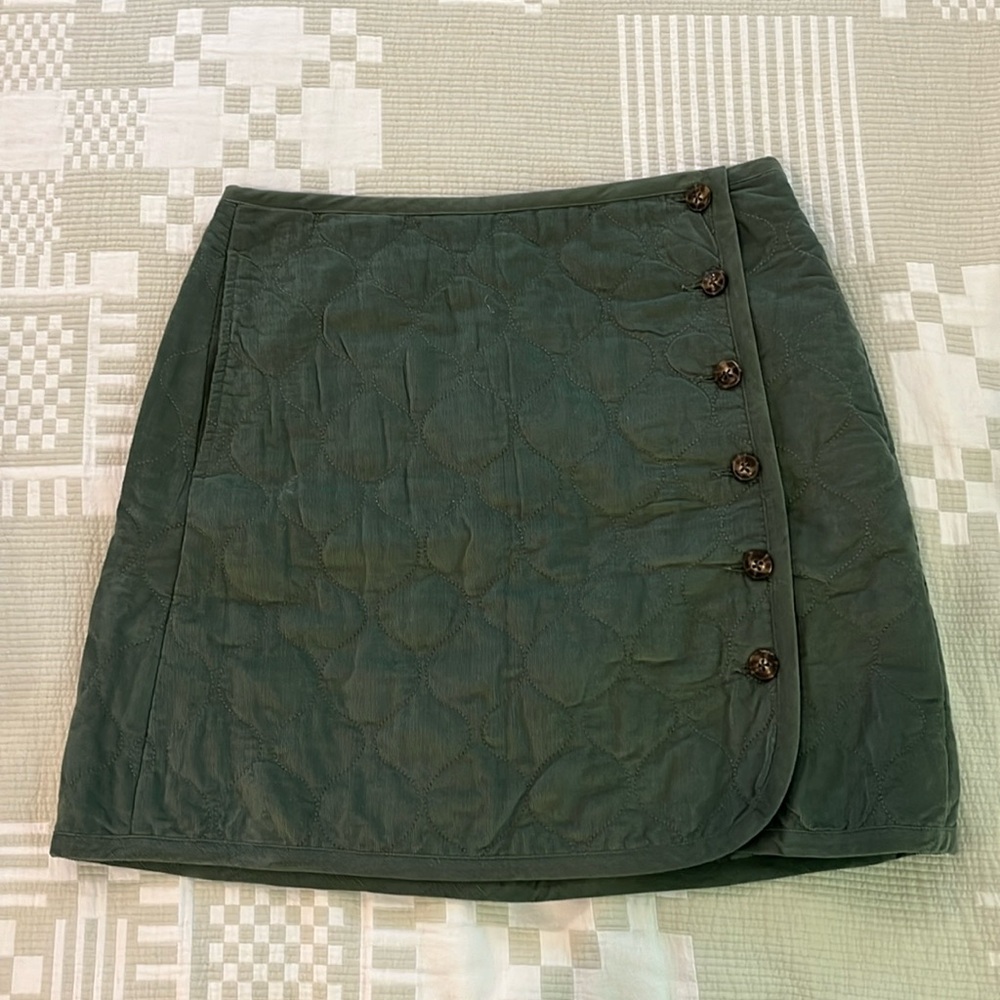 Madewell Green Corduroy Quilted Mini Skirt